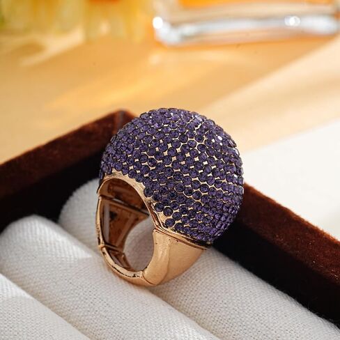 ZKBKJSPZJB Gold Snowball Rhinestone Cocktail Ring – Adjustable Stretch Sparkling Party Jewelry for Women, Elegant Costume Ring for Evening Wear, Wedding, Prom in Saudi Arabia
