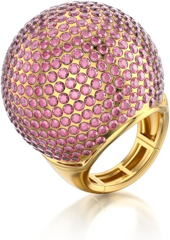 ZKBKJSPZJB Gold Snowball Rhinestone Cocktail Ring – Adjustable Stretch Sparkling Party Jewelry for Women, Elegant Costume Ring for Evening Wear, Wedding, Prom in Saudi Arabia