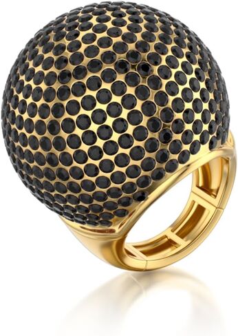 ZKBKJSPZJB Gold Snowball Rhinestone Cocktail Ring – Adjustable Stretch Sparkling Party Jewelry for Women, Elegant Costume Ring for Evening Wear, Wedding, Prom in Saudi Arabia
