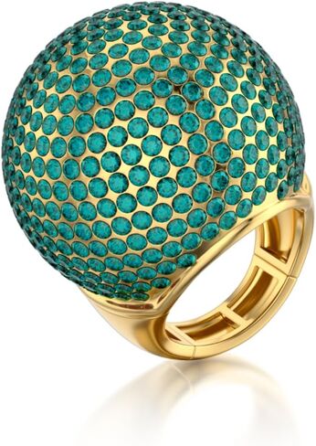ZKBKJSPZJB Gold Snowball Rhinestone Cocktail Ring – Adjustable Stretch Sparkling Party Jewelry for Women, Elegant Costume Ring for Evening Wear, Wedding, Prom in Saudi Arabia