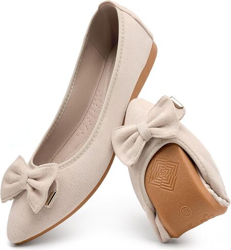 FUDYNMALC Womens Ballet Flats Shoes: Foldable Dressy Wedding Ballerina Shoes Sparkly Bowknot Pointed Toe Slip on Walking Loafers in Kuwait