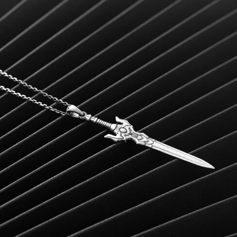 RACA Sterling Silver Warrior Sword Necklace, Monkey King Staff - Odins Spear - Mystic Sword - God of The Sea Poseidon Trident Pendant, Mythology Amulet, Jewelry Gift for Him in Saudi Arabia