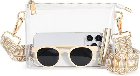 محفظة Lorbro Clear for Women المعتمدة ، حقيبة كتف Crossbody صافية ، أحكام سلسلة مواد شبه مصنوعة in Kuwait