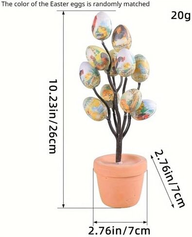1pc Easter Egg Tree, Featuring 10 Colorful, Cute Chick Pattern Decoration, Plastic Egg DIY Decoration, and Easter Pendant in Saudi Arabia