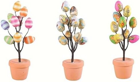 1pc Easter Egg Tree, Featuring 10 Colorful, Cute Chick Pattern Decoration, Plastic Egg DIY Decoration, and Easter Pendant in Saudi Arabia