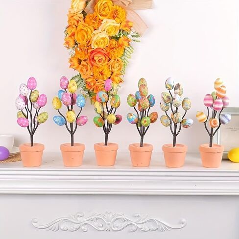 1pc Easter Egg Tree, Featuring 10 Colorful, Cute Chick Pattern Decoration, Plastic Egg DIY Decoration, and Easter Pendant in Saudi Arabia
