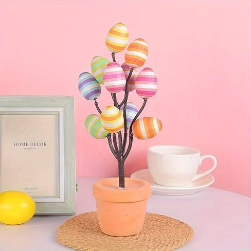 1pc Easter Egg Tree, Featuring 10 Colorful, Cute Chick Pattern Decoration, Plastic Egg DIY Decoration, and Easter Pendant in Saudi Arabia