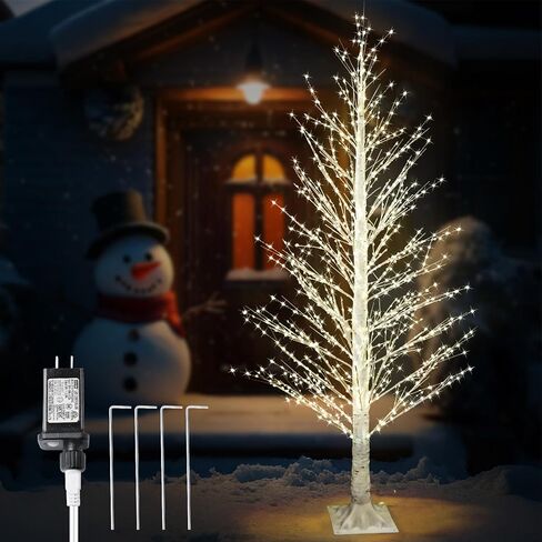 5FT Lighted Birch Tree with 945 LED Lights, Twinkle Lights White Xmas Tree with Timer IP44 Waterproof for Indoor Outdoor Festival Wedding Party Christmas Decorations in Saudi Arabia
