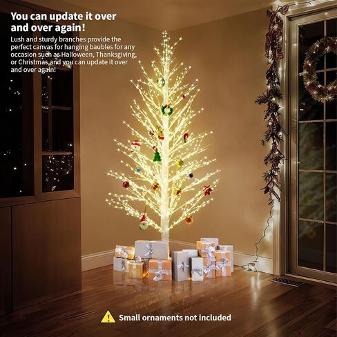 5FT Lighted Birch Tree with 945 LED Lights, Twinkle Lights White Xmas Tree with Timer IP44 Waterproof for Indoor Outdoor Festival Wedding Party Christmas Decorations in Saudi Arabia
