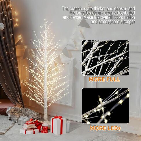 5FT Lighted Birch Tree with 945 LED Lights, Twinkle Lights White Xmas Tree with Timer IP44 Waterproof for Indoor Outdoor Festival Wedding Party Christmas Decorations in Saudi Arabia