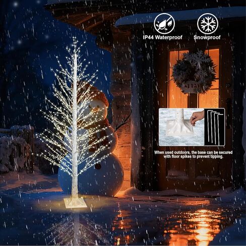 5FT Lighted Birch Tree with 945 LED Lights, Twinkle Lights White Xmas Tree with Timer IP44 Waterproof for Indoor Outdoor Festival Wedding Party Christmas Decorations in Saudi Arabia