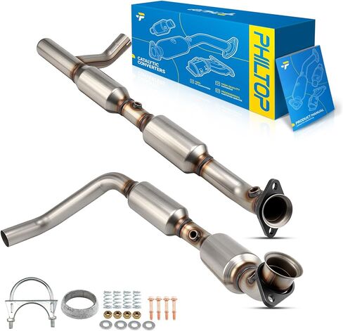 PHILTOP Front Right Catalytic Converter Compatible with 2004-2008 Maxima 3.5L, 2002-2006 Altima 3.5L, 2004-2006 Quest 3.5L - Replace# 16438, 641522, 40552 Direct-Fit Stainless Steel (EPA Compliant) in Saudi Arabia