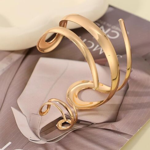 14K Gold Plated Chunky Bangle Bracelets for Women, Open Adjustable Wide Stackable Waterdrop Bracelet and Ring Jewelry Gift in Saudi Arabia