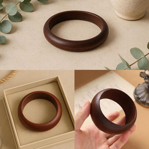 EILINOA 3 Pcs Boho Wooden Bracelet Different Width Chunky Bangle Bohemian Wood Wristband Statement Jewelry for Women in Saudi Arabia