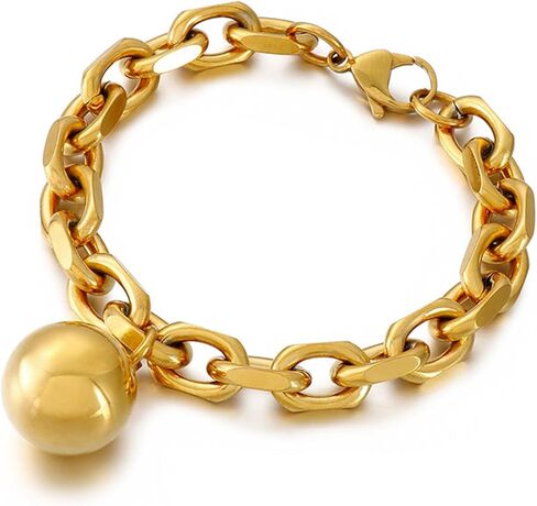 TONLUYAX Gold Ball Pendant Bracelet for Women Chunky Chain Link Bracelets Adjustable Jewelry in Saudi Arabia