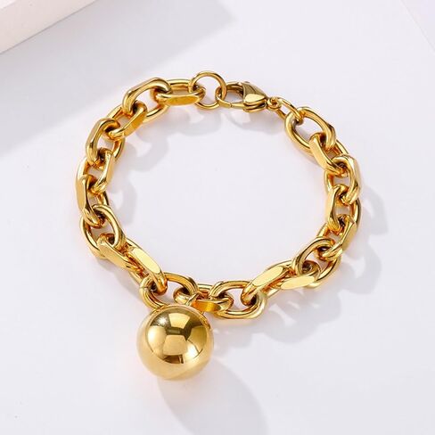 TONLUYAX Gold Ball Pendant Bracelet for Women Chunky Chain Link Bracelets Adjustable Jewelry in Saudi Arabia