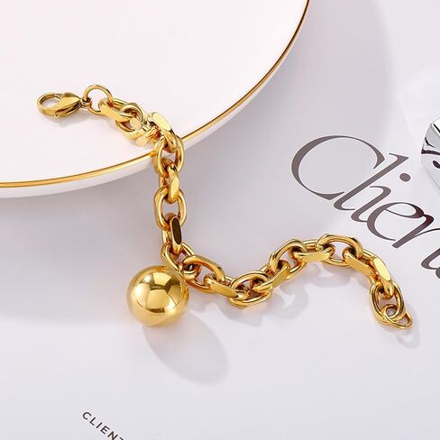TONLUYAX Gold Ball Pendant Bracelet for Women Chunky Chain Link Bracelets Adjustable Jewelry in Saudi Arabia