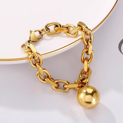 TONLUYAX Gold Ball Pendant Bracelet for Women Chunky Chain Link Bracelets Adjustable Jewelry in Saudi Arabia