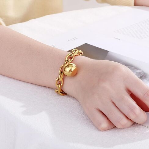 TONLUYAX Gold Ball Pendant Bracelet for Women Chunky Chain Link Bracelets Adjustable Jewelry in Saudi Arabia