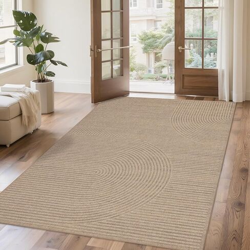 Arvenchy Easy Jute Rug 4x6: Indoor Outdoor Natural Boho Area Rugs for Living Room Patio Washable - Farmhouse Neutral Contemporary Carpet Mat for Entryway Bedroom Kitchen Backyard Sunroom Non Slip in Saudi Arabia