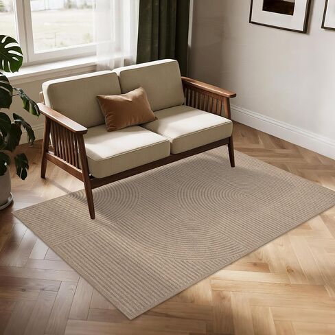 Arvenchy Easy Jute Rug 4x6: Indoor Outdoor Natural Boho Area Rugs for Living Room Patio Washable - Farmhouse Neutral Contemporary Carpet Mat for Entryway Bedroom Kitchen Backyard Sunroom Non Slip in Saudi Arabia