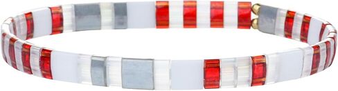 KELITCH Tila Flat Beaded Stretch Bracelets for Women Trendy Unique Colorful Square Beads Handmade Stack Bracelet Friendship Accessories in Saudi Arabia