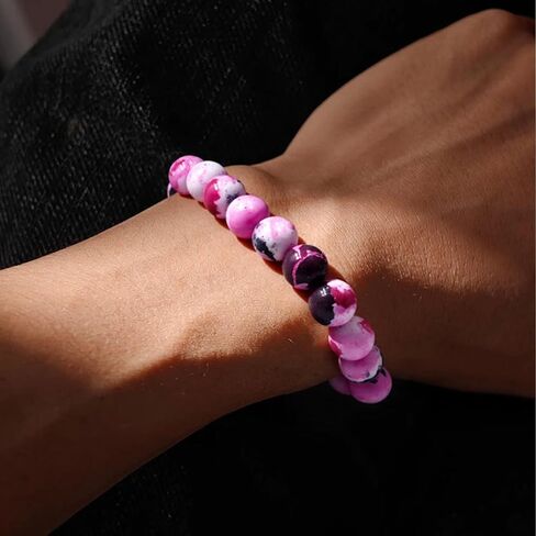 PZTIIY Natural Energy Healing Stone Charm Bracelet 8mm Natural Energy Healing Lava Rock Bracelet - Unisex in Saudi Arabia