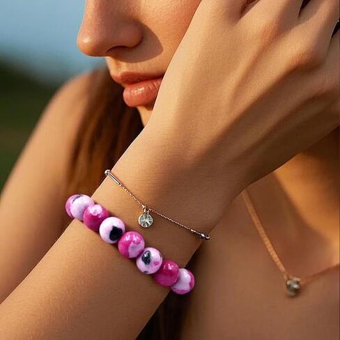 PZTIIY Natural Energy Healing Stone Charm Bracelet 8mm Natural Energy Healing Lava Rock Bracelet - Unisex in Saudi Arabia