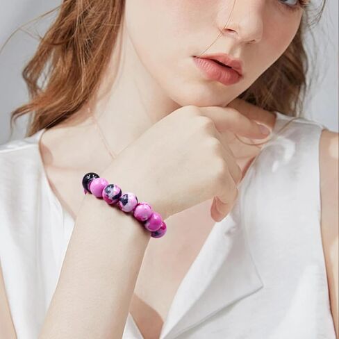 PZTIIY Natural Energy Healing Stone Charm Bracelet 8mm Natural Energy Healing Lava Rock Bracelet - Unisex in Saudi Arabia