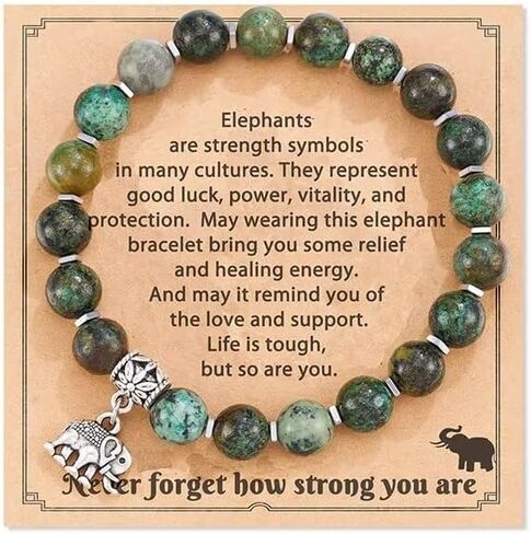 Azusa Sun Elephant Gift for Women 8mm Natural Stone Bead Elephant Charm Bracelet Inspiration Strong Bracelet Mother's Day Jewelry Gifts in Saudi Arabia