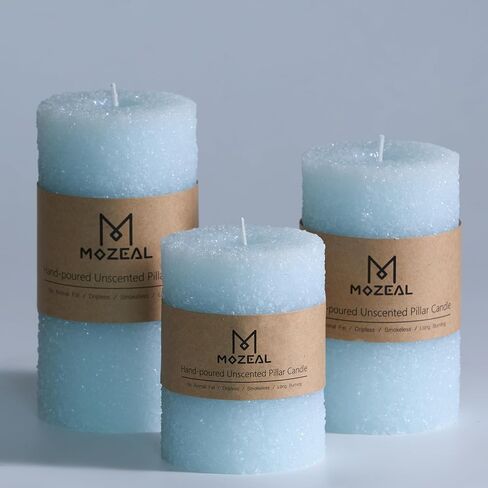 MOZEAL Hand-Poured Granular Texture Decorative Gold Pillar Candles Set of 3 (3"x4", 5", 6"), Approx 300 Hours Burn Time Dripless, Unscented, Smokeless, for Glamorous Events & Christmas Party Decor in Saudi Arabia