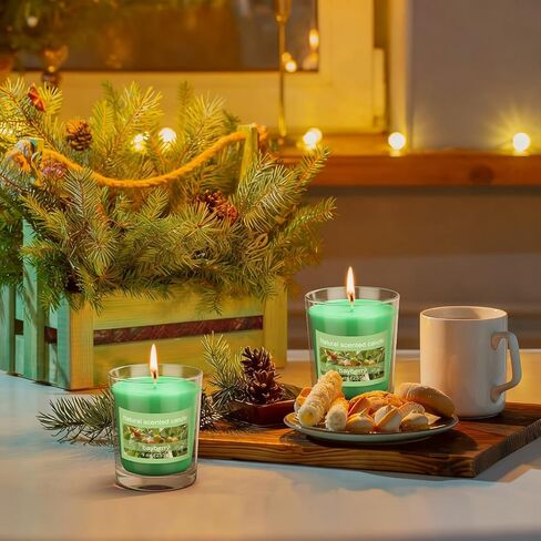 Conelist 2 Pcs 9 oz Bayberry Fir Candle, Christmas Scented Candle Glass Jar Essential Bayberry Oils and Beeswax Blend Green Glass Jar Candles for Christmas Holiday Winter Gifts Collection in Saudi Arabia