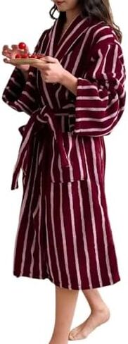Couples Luxury 100% cotton Terry Cloth Robe，stripe Plush & Absorbent Shawl Collar Long Kimono Robe Spa Bathrobe in Saudi Arabia