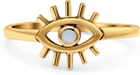 OMRANII Evil Eye Thumb Ring Fashion Oxidized Lab Created Opal Solid 925 Sterling Silver in Saudi Arabia