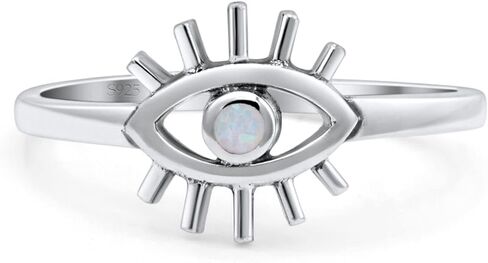 OMRANII Evil Eye Thumb Ring Fashion Oxidized Lab Created Opal Solid 925 Sterling Silver in Saudi Arabia