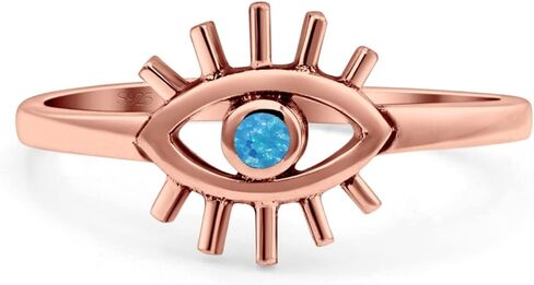 OMRANII Evil Eye Thumb Ring Fashion Oxidized Lab Created Opal Solid 925 Sterling Silver in Saudi Arabia