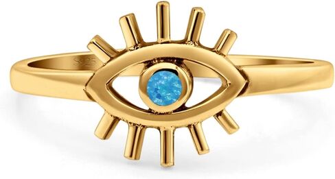 OMRANII Evil Eye Thumb Ring Fashion Oxidized Lab Created Opal Solid 925 Sterling Silver in Saudi Arabia