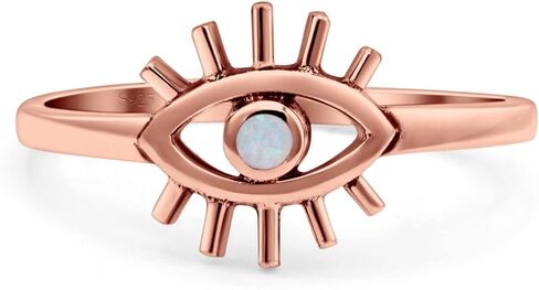 OMRANII Evil Eye Thumb Ring Fashion Oxidized Lab Created Opal Solid 925 Sterling Silver in Saudi Arabia