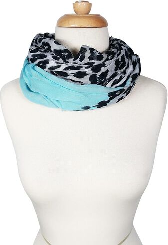 Blue Pacific Animal Print Cashmere Silk Scarf in Aqua Blue and Snow 78 x 22 in Saudi Arabia