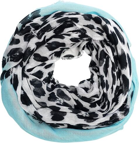 Blue Pacific Animal Print Cashmere Silk Scarf in Aqua Blue and Snow 78 x 22 in Saudi Arabia