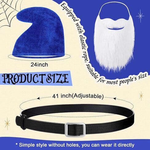 Mepase Halloween Gnome Hat Costumes Set, Dwarf Hat with Fake Beard and Belt Accessory for Halloween Christmas Cosplay Party in Saudi Arabia