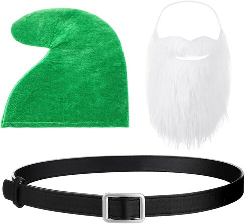 Mepase Halloween Gnome Hat Costumes Set, Dwarf Hat with Fake Beard and Belt Accessory for Halloween Christmas Cosplay Party in Saudi Arabia