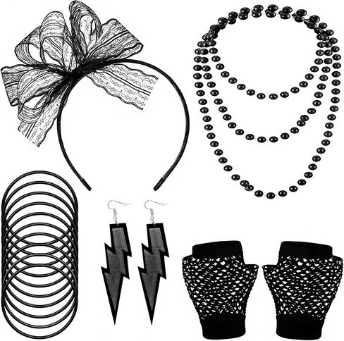 80S ملابس تنكرية إكسسوارات تنكرية عقال أخطاء شبكة صيد السمك قفازات قلادة سوار مجموعة ملابس الحفلات in Kuwait