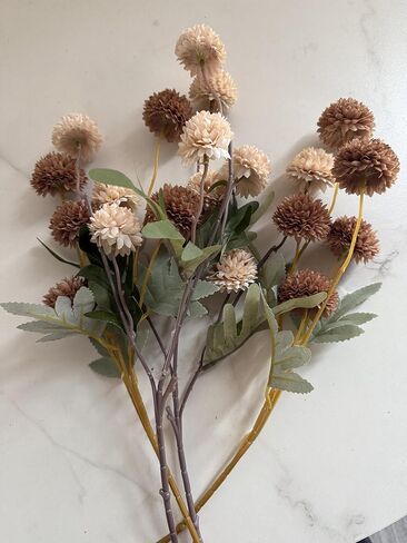 TBOHCRAFED Artificial Flowers Made of Silk Material a Long-stemmed Artificial Flower Bouquet, which can be Bent and Trimmed, 4PCS Kiku Stems Beige and Brown Mixed Batch. in Saudi Arabia