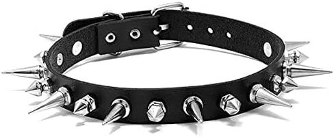 Black Goth Necklaces for Women Men, Long Spiked Choker Punk Rock Collar Halloween Costume Jewelry Gothic Accessories in Saudi Arabia