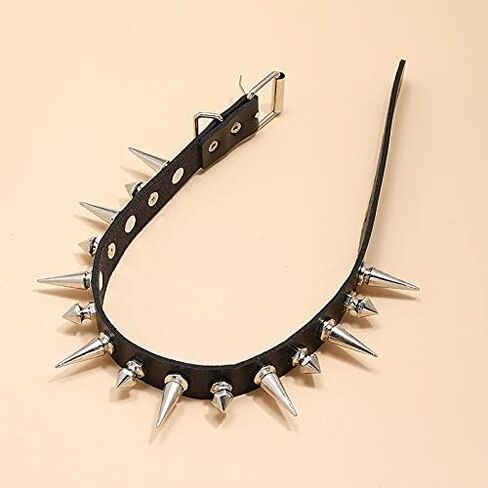 Black Goth Necklaces for Women Men, Long Spiked Choker Punk Rock Collar Halloween Costume Jewelry Gothic Accessories in Saudi Arabia