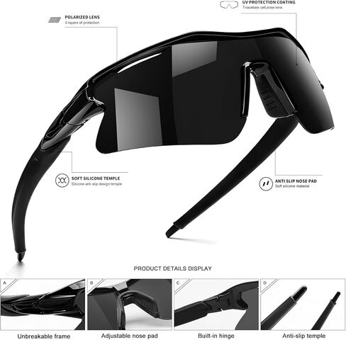 SEKKAF Polarized Sports Sunglasses for Men Women and Youth, UV400 Protection Ideal for Cycling Baseball Fishing Golf Running in Saudi Arabia