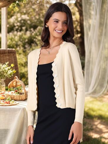 Allegra K Women's Lightweight Cardigan Open Front Casual Long Sleeve Button Down Knit Summer Fall Cardigans 2025 in Saudi Arabia