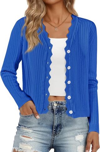 Allegra K Women's Lightweight Cardigan Open Front Casual Long Sleeve Button Down Knit Summer Fall Cardigans 2025 in Saudi Arabia