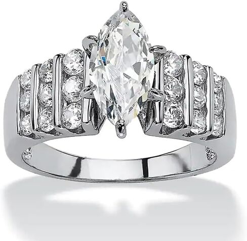 Luxury Marquise Cubic Zirconia Wedding Rings for Women Silver Color Engagement Jewelry in Saudi Arabia